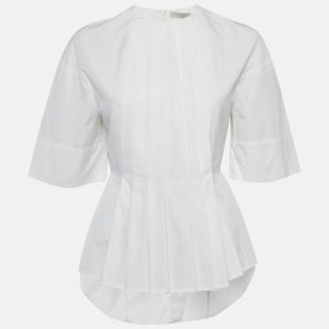 Victoria Beckham White Cotton Pleated Top S, Shirts & Tops - Luxury Closet catalog