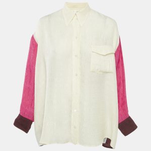 Victoria Beckham Multicolor/Cream Textured Crepe Oversized Shirt XS, Shirts & Tops - Luxury Closet catalog