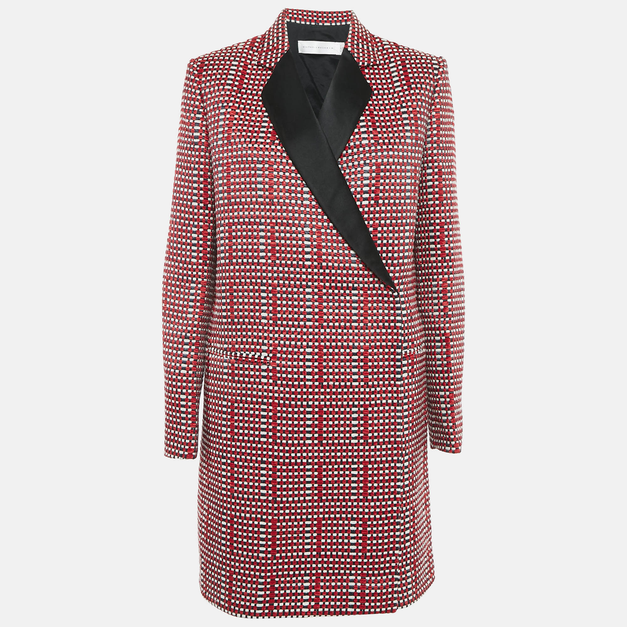 Victoria Beckham Red/Multicolor Basket Weave Linen Blend Coat M, Coats & Jackets - Luxury Closet catalog