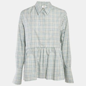 Victoria Victoria Beckham Green Plaid Cotton Button Front Blouse S, Shirts & Tops - Luxury Closet catalog