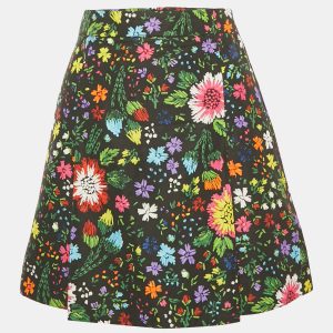 Victoria Victoria Beckham Black Floral Print Crepe Pleated Mini Skirt S, Skirts - Luxury Closet catalog