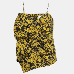 Victoria Victoria Beckham Blue Printed Cotton Ruched Asymmetric Top M, Shirts & Tops - Luxury Closet catalog