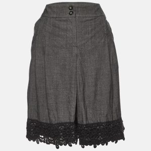 Weekend Max Mara Charcoal Grey Wool & Lace Detail Mini Skirt M, Skirts - Luxury Closet catalog