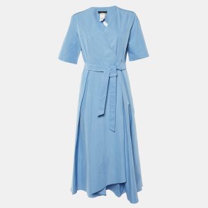 Weekend Max Mara Blue Cotton Blend Belted Wrap Dress L, Dresses - Luxury Closet catalog