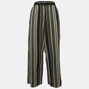 Weekend Max Mara Black/Grey Striped Linen Trousers M, Clothing - Luxury Closet catalog