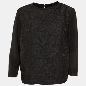 Weekend Max Mara Black Floral Jacquard and Jersey Sweatshirt L, Sweaters & Cardigans - Luxury Closet catalog