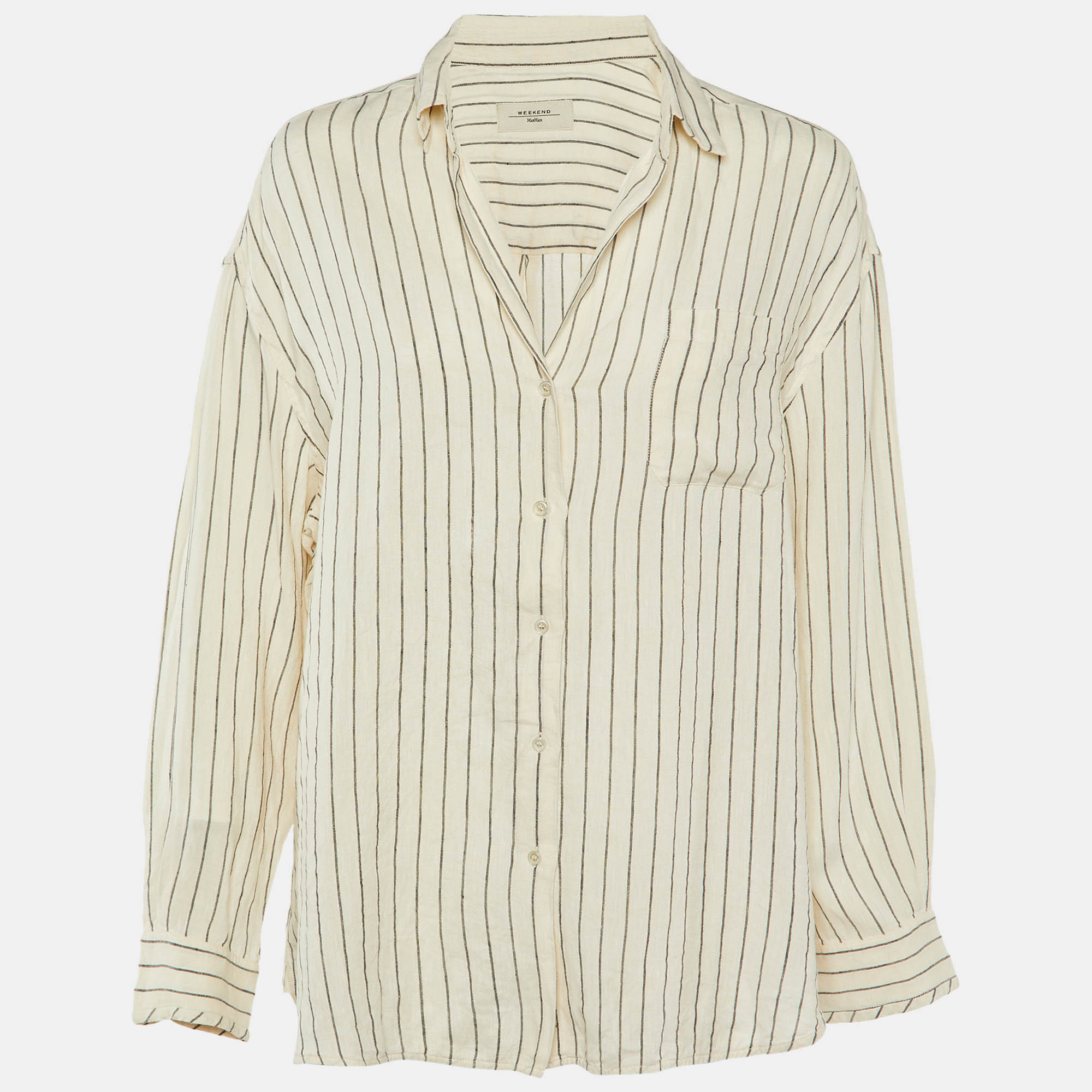 Weekend Max Mara Cream Striped Linen Shirt M, Shirts & Tops - Luxury Closet catalog