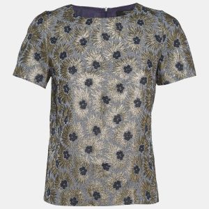 Weekend Max Mara Grey/Gold Floral Brocade Blouse M, Shirts & Tops - Luxury Closet catalog