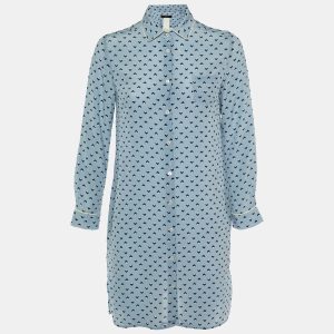 Weekend Max Mara Blue Geometric Print Silk Shirt Dress S, Dresses - Luxury Closet catalog