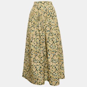 Weekend Max Mara Green/Multicolor Floral Print Pleated Long Skirt M, Skirts - Luxury Closet catalog