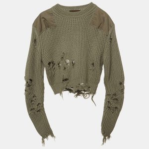Yeezy Season 3 Green Destroyed Military Rib Wool Cropped Sweater S, Sweaters & Cardigans - Luxury Closet catalog