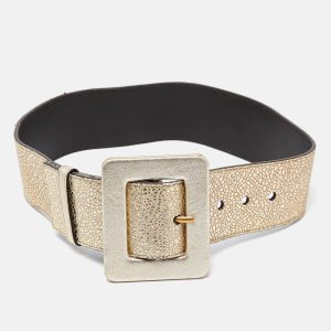 Yves Saint Laurent Gold Leather Buckle Waist Belt 70CM, Belt Buckles - Luxury Closet catalog