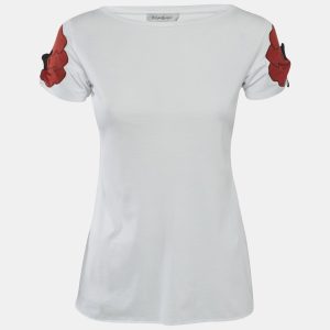 Yves Saint Laurent Vintage White Cotton Floral Applique Detail Top S, Shirts & Tops - Luxury Closet catalog