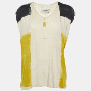 Yves Saint Laurent Paris Cream Printed Cotton Distressed T-Shirt L, Shirts & Tops - Luxury Closet catalog