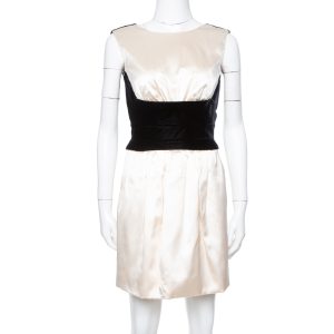 Yves Saint Laurent Cream Silk Velvet Trim Sleeveless Dress S, Dresses - Luxury Closet catalog