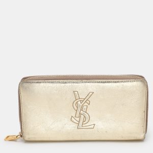 Yves Saint Laurent Metallic Leather Belle De Jour Zip Around Wallet, Wallets & Money Clips - Luxury Closet catalog