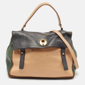 Yves Saint Laurent Tricolor Leather and Suede Large Muse Two Top Handle Bag, Satchels - Luxury Closet catalog