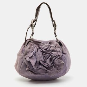 Yves Saint Laurent Light Purple Suede Flap Flower Shoulder Bag, Shoulder Bags - Luxury Closet catalog