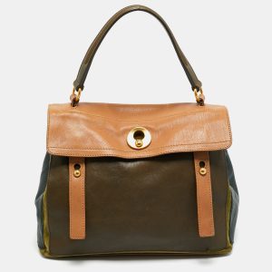 Yves Saint Laurent Tricolor Leather and Suede Medium Muse Two Top Handle Bag, Satchels - Luxury Closet catalog