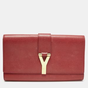 Yves Saint Laurent Red Leather Ligne Y Clutch, Clutches & Special Occasion Bags - Luxury Closet catalog