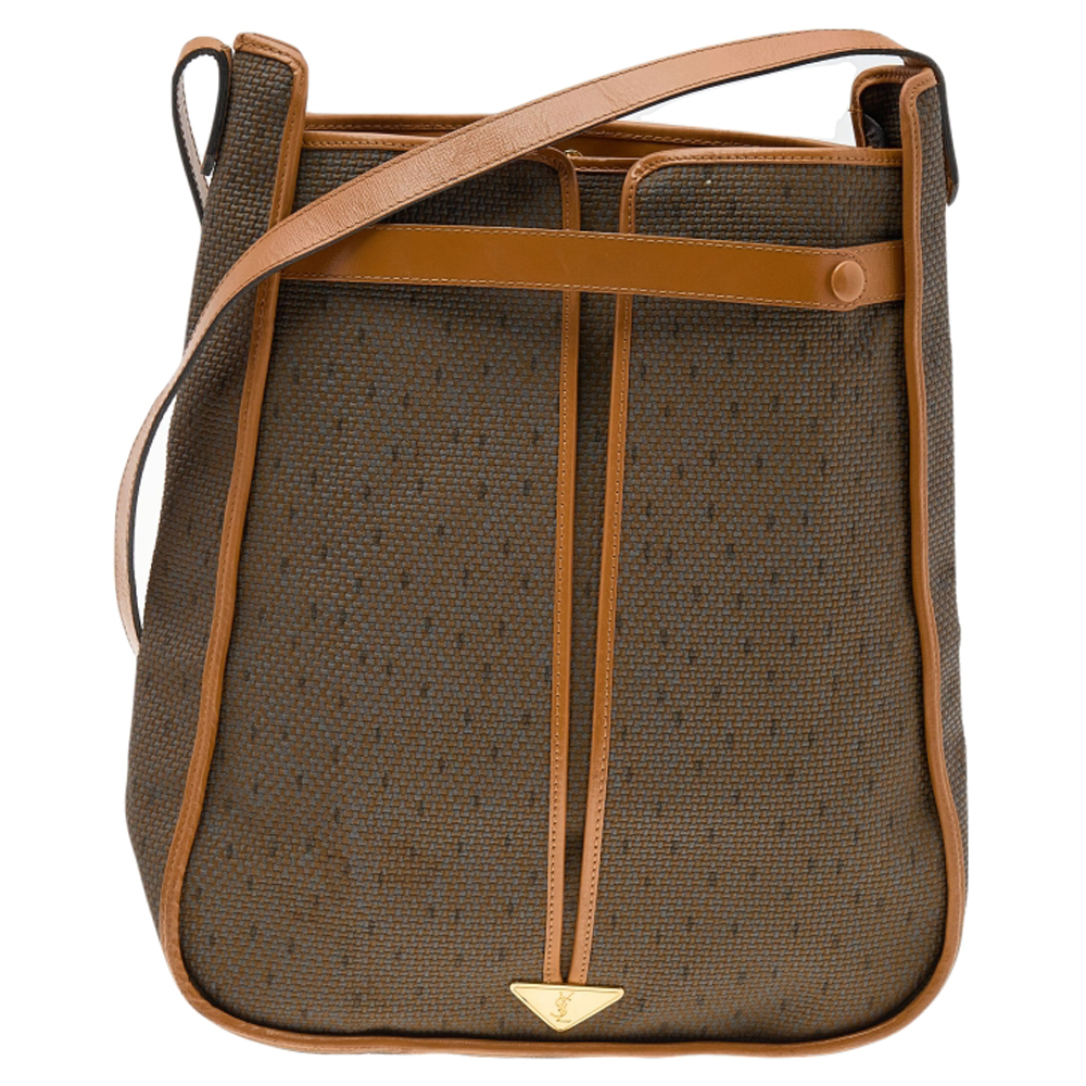 Yves Saint Laurent Brown/Tan Coated Canvas And Leather Vintage Shoulder Bag, Shoulder Bags - Luxury Closet catalog