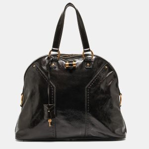Yves Saint Laurent Choco Brown Patent Leather Oversized Muse Bag, Satchels - Luxury Closet catalog