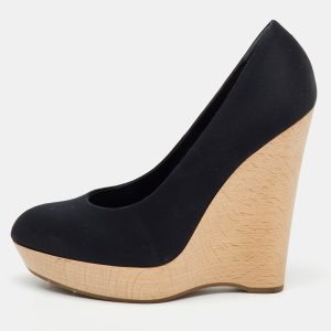 Yves Saint Laurent Black Satin Maryna Platform Wedge Pumps Size 38, Pumps - Luxury Closet catalog
