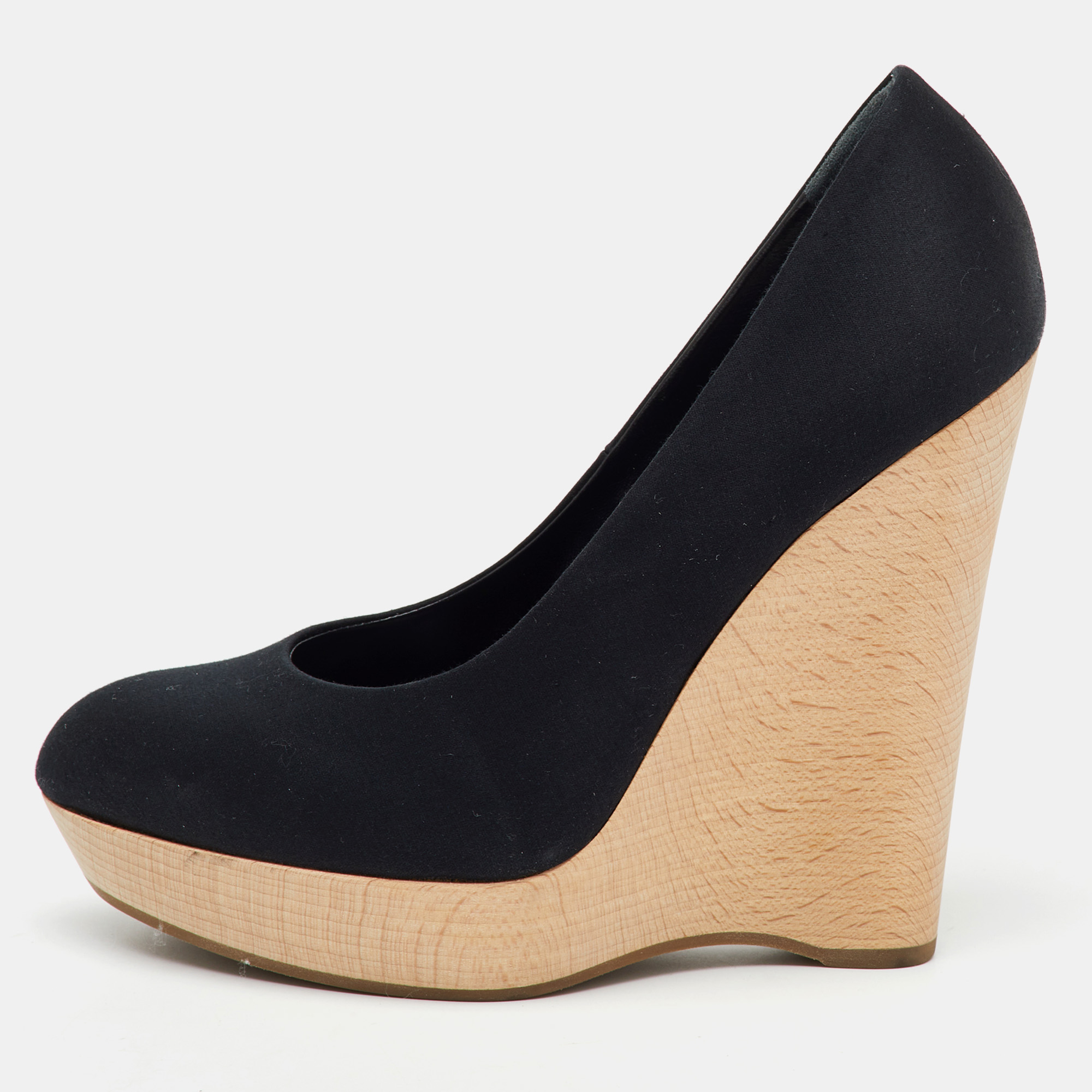 Yves Saint Laurent Black Satin Maryna Platform Wedge Pumps Size 38, Pumps - Luxury Closet catalog