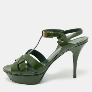 Yves Saint Laurent Green Patent Leather Platform Sandals Size 40, Sandals - Luxury Closet catalog