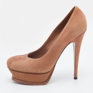 Yves Saint Laurent Brown Nubuck Leather Tribtoo Platform Pumps Size 38, Pumps - Luxury Closet catalog