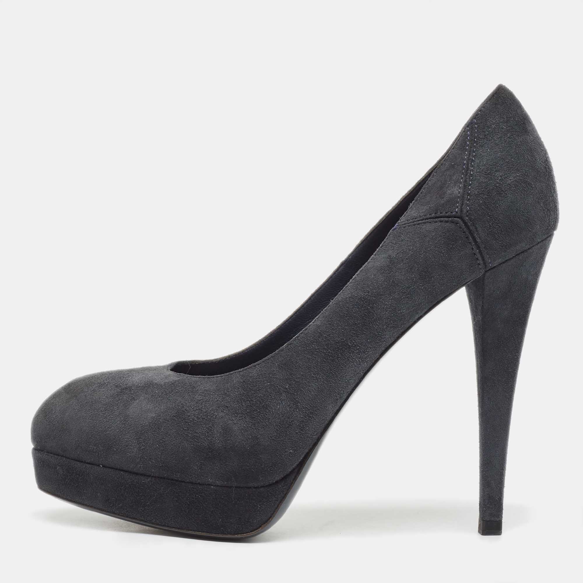 Yves Saint Laurent Navy Blue Suede Tribtoo Pumps Size 36, Pumps - Luxury Closet catalog