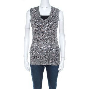 Zac Posen Grey Sequin Paillette Embellished Knit Vest L, Coats & Jackets - Luxury Closet catalog