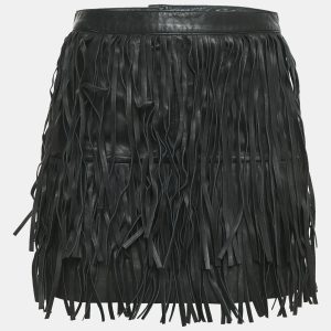 Zadig & Voltaire Black Leather Fringed Mini Skirt S, Skirts - Luxury Closet catalog