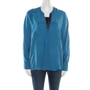 Zadig & Voltaire Prusse Blue Jacquard Motif Silk Tine Jac Blouse S, Shirts & Tops - Luxury Closet catalog