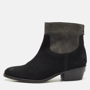 Zadig & Voltaire Black/Grey Suede Teddy Ankle Boots Size 37, Boots - Luxury Closet catalog