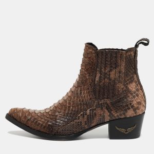 Zadig And Voltaire Brown/Black Python Ankle Boots Size 38, Boots - Luxury Closet catalog