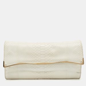 Zagliani White Python Oversized Flap Clutch, Clutches & Special Occasion Bags - Luxury Closet catalog
