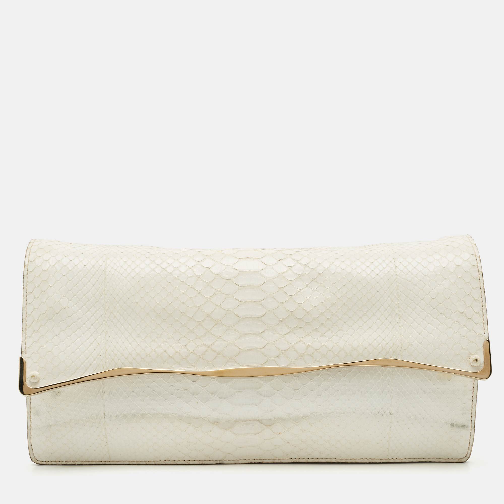 Zagliani White Python Oversized Flap Clutch, Clutches & Special Occasion Bags - Luxury Closet catalog