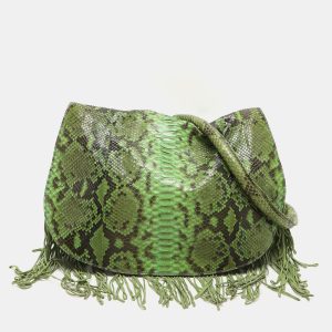 Zagliani Green Python Fringe Details Flap Shoulder Bag, Shoulder Bags - Luxury Closet catalog