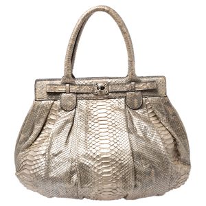 Zagliani Metallic Gold Python Puffy Hobo, Shoulder Bags - Luxury Closet catalog