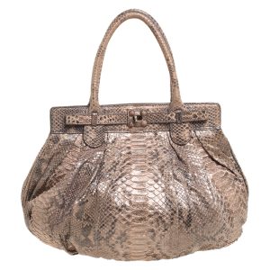 Zagliani Metallic Peach and Grey Python Puffy Hobo, Shoulder Bags - Luxury Closet catalog