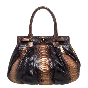 Zagliani Metallic Bronze/Brown Gold Python Puffy Hobo, Shoulder Bags - Luxury Closet catalog