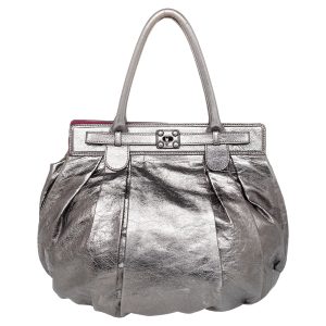 Zagliani Metallic Grey Pewter Satchel, Handbags - Luxury Closet catalog