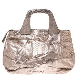 Zagliani Metallic Rose Gold Python Leather Satchel, Satchels - Luxury Closet catalog