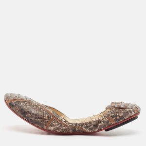 Zeferino Brown Python Scrunch Ballet Flats Size 38, Flats - Luxury Closet catalog