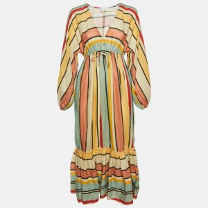 Zimmermann Multicolor Striped Linen Tiered Cassia Maxi Dress S, Dresses - Luxury Closet catalog