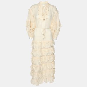 Zimmermann Cream Ramie Lyre Trim Midi Dress XS, Dresses - Luxury Closet catalog