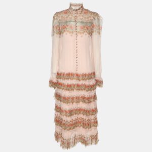 Zimmerman Multicolor Silk Kaleidoscope Tiered Frill Midi Dress XS, Dresses - Luxury Closet catalog