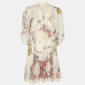 Zimmerman Multicolor Printed Ramie Jude Spliced Trim Mini Dress S, Dresses - Luxury Closet catalog