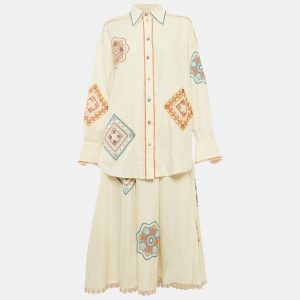 Zimmermann Cream Ottie Lace Trim Cotton Shirt and Skirt Set M/L, Suits - Luxury Closet catalog